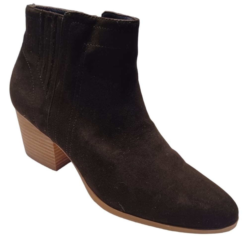 CHELSEE Girl Black Ankle Faux Suede Cowboy Booties